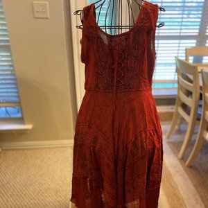 Sakkas Red Corset destressed sleeveless dress